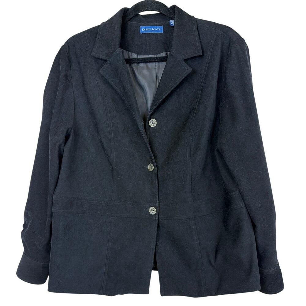 Karen Scott Black Button-Detail Lightweight Button-Up Jacket Size L